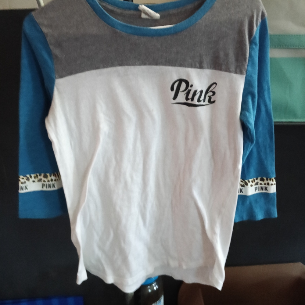 PINK Victoria's Secret Colorblock Top - Blue, Gray, White